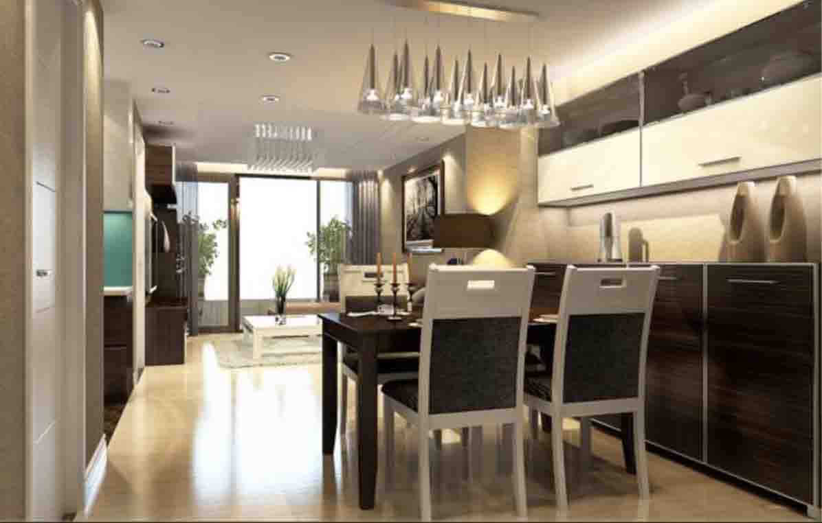 thiết kế phòng khách chung cư golden west